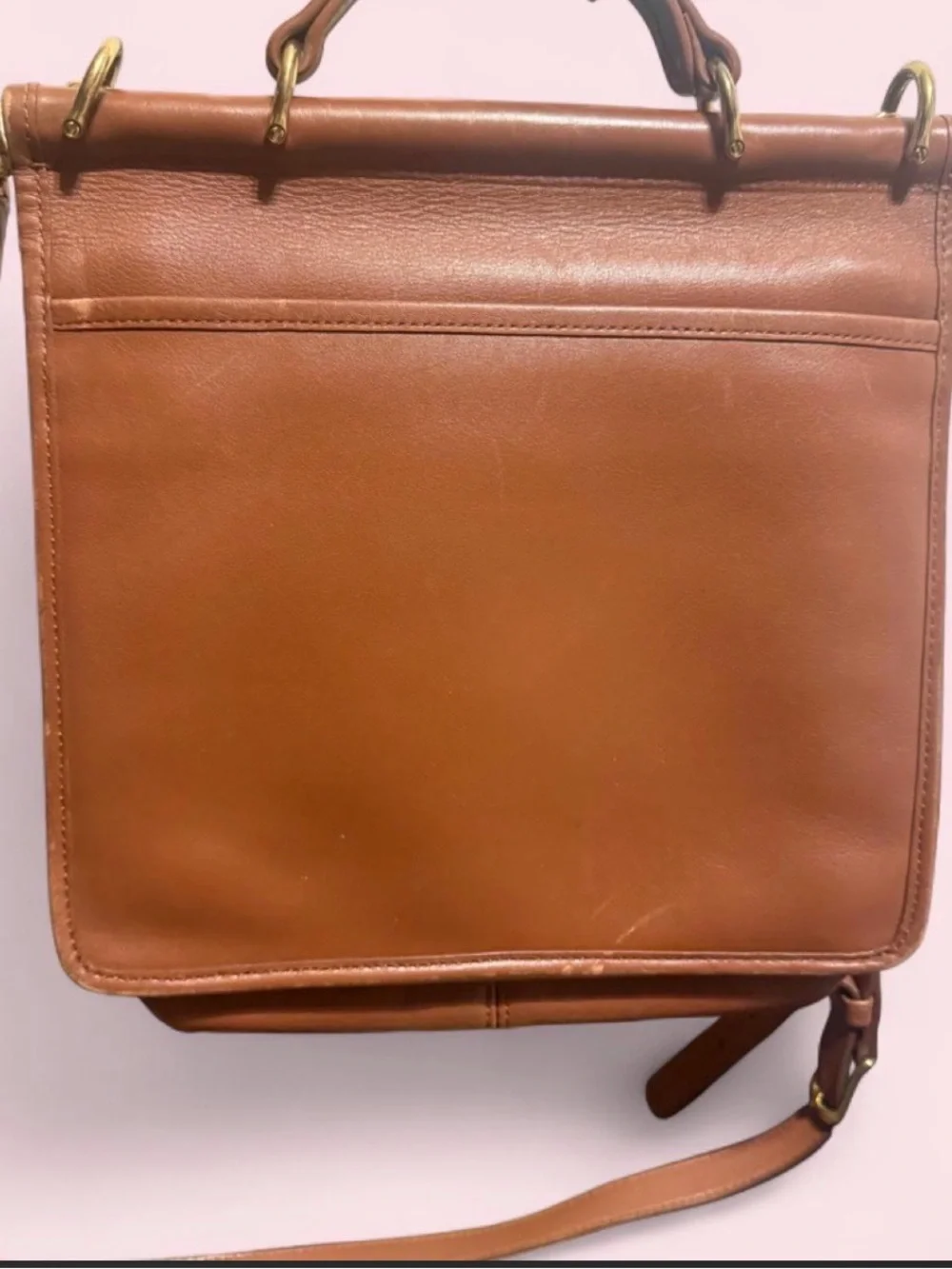 Coach Tan Leather Turnlock Briefcase Satchel